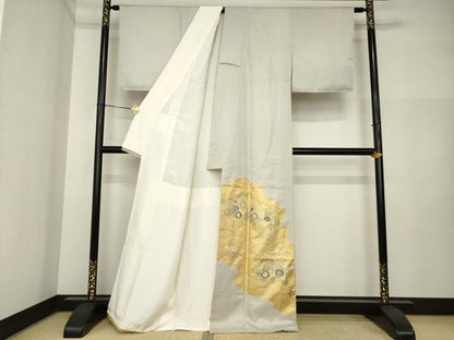 平和屋着物●豪華色留袖　友禅　駒刺繍　道長花文　金彩　摺り剥がし　正絹　逸品　AABI4511ck