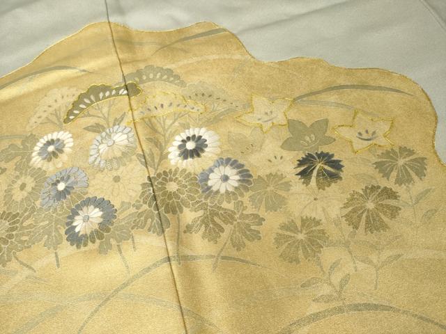 平和屋着物●豪華色留袖　友禅　駒刺繍　道長花文　金彩　摺り剥がし　正絹　逸品　AABI4511ck