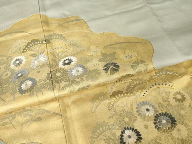 平和屋着物●豪華色留袖　友禅　駒刺繍　道長花文　金彩　摺り剥がし　正絹　逸品　AABI4511ck