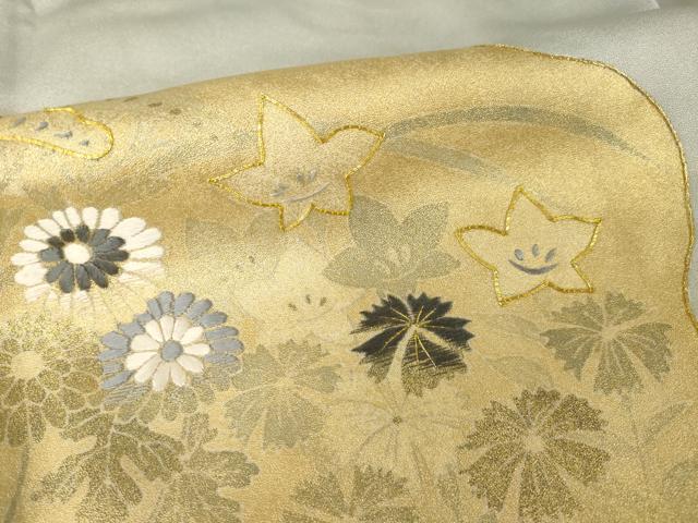 平和屋着物●豪華色留袖　友禅　駒刺繍　道長花文　金彩　摺り剥がし　正絹　逸品　AABI4511ck