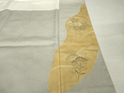 平和屋着物●豪華色留袖　友禅　駒刺繍　道長花文　金彩　摺り剥がし　正絹　逸品　AABI4511ck