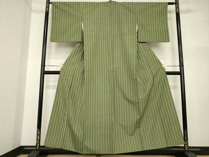 平和屋着物●上質な紬　縞　正絹　逸品　AABI4512ck