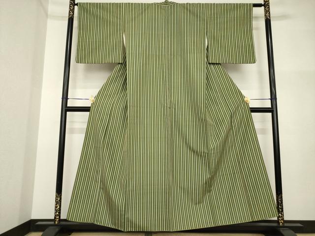 平和屋着物●上質な紬　縞　正絹　逸品　AABI4512ck