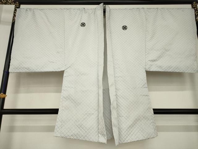 平和屋着物●男性　白紋付・羽織セット　菱文　キングサイズ　洗える着物　AABI4514ck