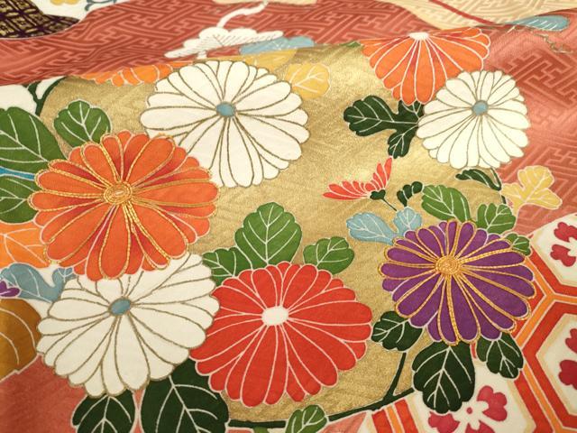 平和屋着物●豪華振袖　駒刺繍　吉祥花文　金彩　正絹　逸品　AABI4515ck