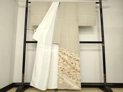 平和屋着物●豪華色留袖　友禅　駒刺繍　蔓帯吉祥花文　金彩　正絹　逸品　AABI4521ck