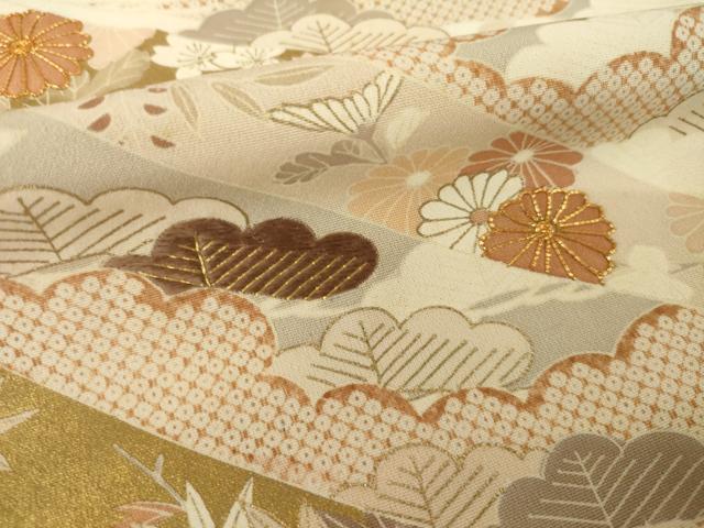 平和屋着物●豪華色留袖　友禅　駒刺繍　蔓帯吉祥花文　金彩　正絹　逸品　AABI4521ck