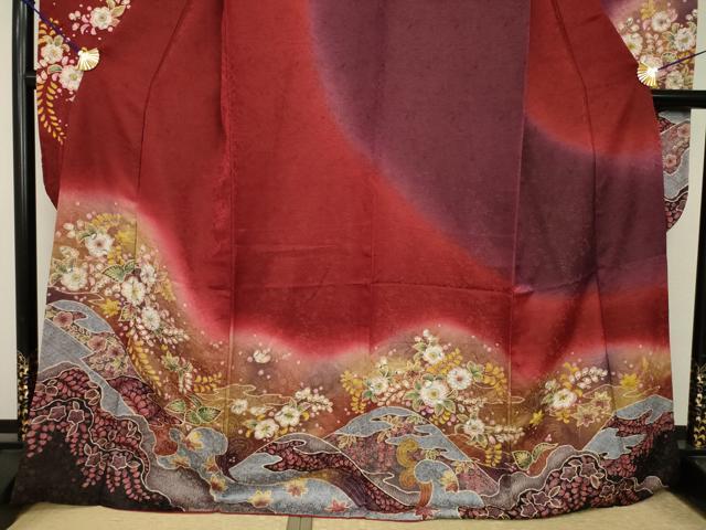平和屋着物●豪華振袖　辻が花　絞り　遠山花文　暈し染め　正絹　逸品　AABI4522ck