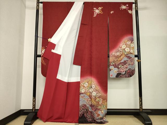 平和屋着物●豪華振袖　辻が花　絞り　遠山花文　暈し染め　正絹　逸品　AABI4522ck