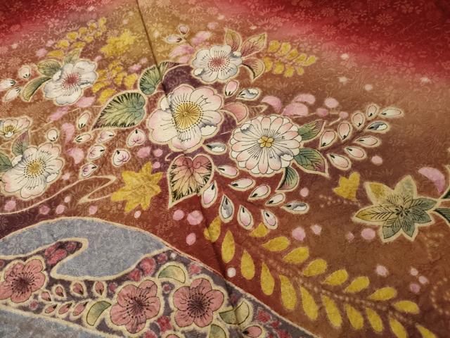平和屋着物●豪華振袖　辻が花　絞り　遠山花文　暈し染め　正絹　逸品　AABI4522ck