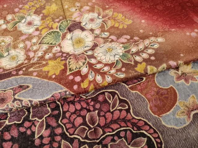 平和屋着物●豪華振袖　辻が花　絞り　遠山花文　暈し染め　正絹　逸品　AABI4522ck