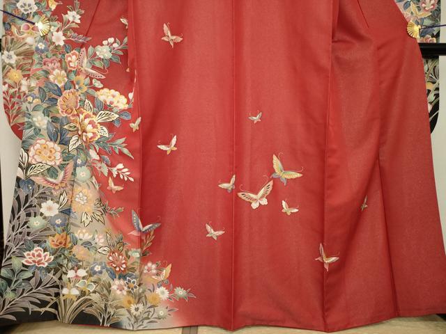 平和屋着物●豪華振袖　駒刺繍　花蝶文　銀通し地　正絹　逸品　AABI4524ck