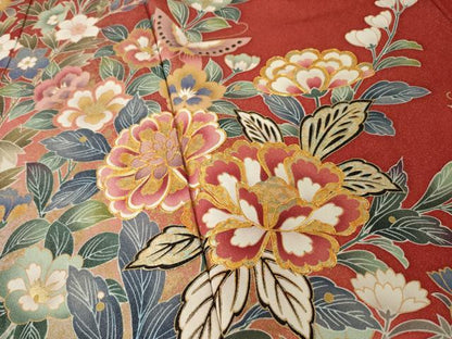 平和屋着物●豪華振袖　駒刺繍　花蝶文　銀通し地　正絹　逸品　AABI4524ck