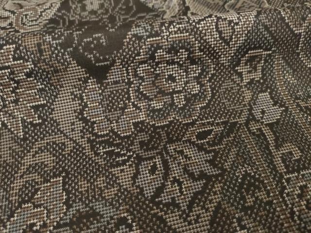 平和屋着物●本場大島紬　カタス7マルキ　更紗花文　正絹　逸品　未使用　AABI4528ck