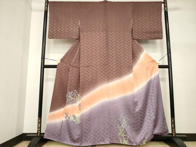 平和屋着物●世界的人形師　辻村寿三郎　ジュサブロー　訪問着　草花文　暈し染め　正絹　逸品　AABI4531ck
