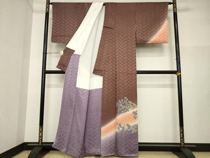 平和屋着物●世界的人形師　辻村寿三郎　ジュサブロー　訪問着　草花文　暈し染め　正絹　逸品　AABI4531ck