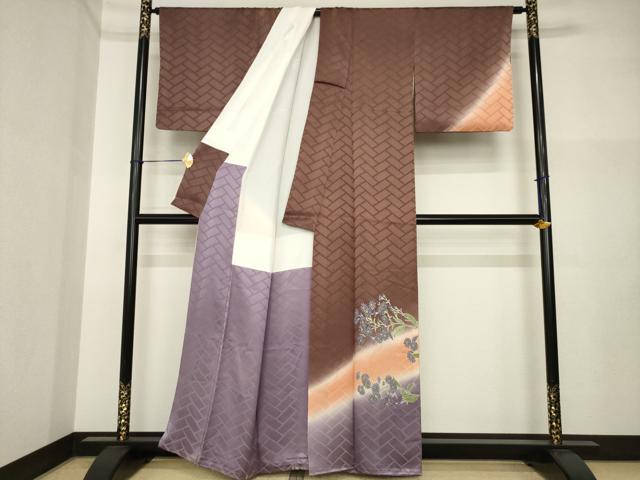 平和屋着物●世界的人形師　辻村寿三郎　ジュサブロー　訪問着　草花文　暈し染め　正絹　逸品　AABI4531ck