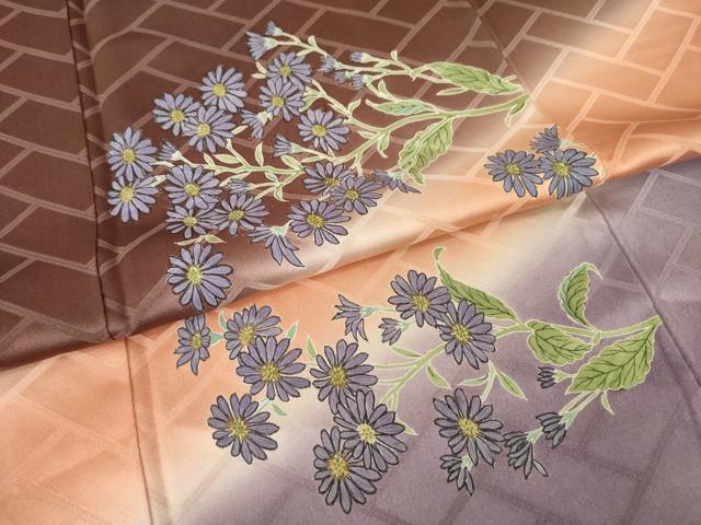 平和屋着物●世界的人形師　辻村寿三郎　ジュサブロー　訪問着　草花文　暈し染め　正絹　逸品　AABI4531ck