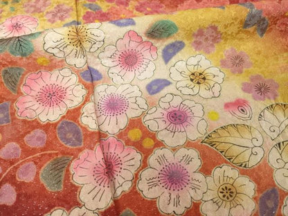 平和屋着物●豪華振袖　辻が花　舞花文　暈し染め　銀通し地　正絹　逸品　AABI4532ck