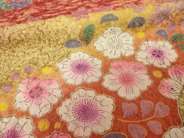 平和屋着物●豪華振袖　辻が花　舞花文　暈し染め　銀通し地　正絹　逸品　AABI4532ck