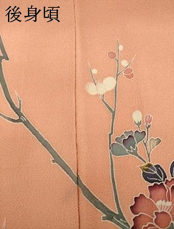 平和屋着物●訪問着　友禅　飛鶴花文　鬼しぼ縮緬　正絹　逸品　未使用　AABI4533ck