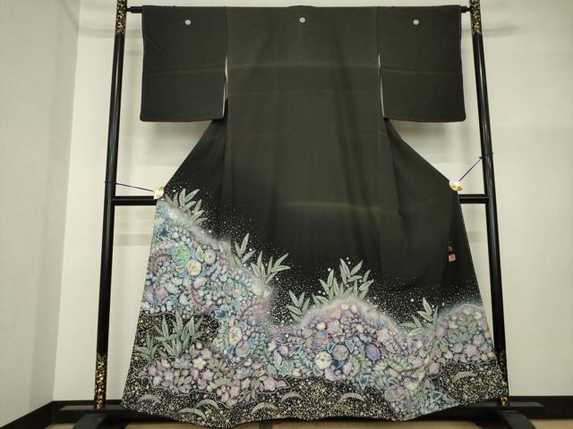 平和屋着物●吉乃一廉　幻の辻が花　訪問着　辻が花　駒刺繍　暈し染め　金彩　正絹　逸品　AABI4536ck