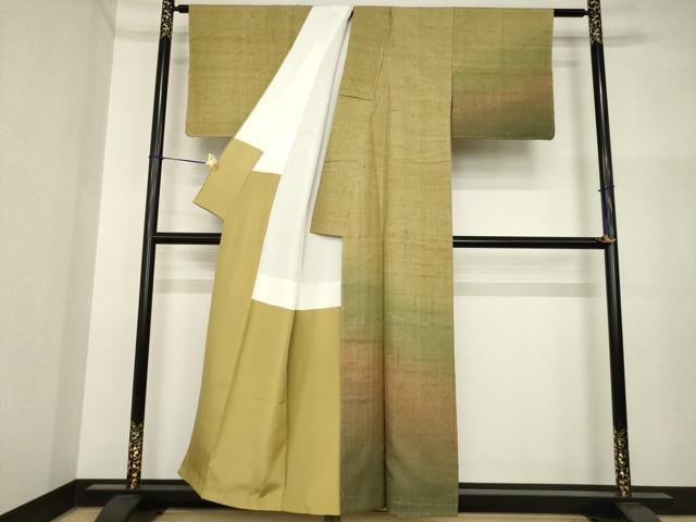 平和屋着物●訪問着　作家物　又司　紬地　霞文　暈し染め　正絹　逸品　AABI4538ck