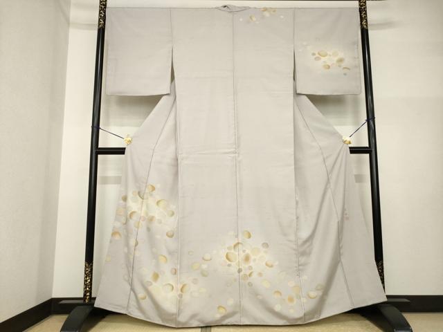 平和屋着物●訪問着　作家物　紬地　石畳文　正絹　逸品　AABI4539ck