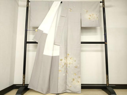 平和屋着物●訪問着　作家物　紬地　石畳文　正絹　逸品　AABI4539ck