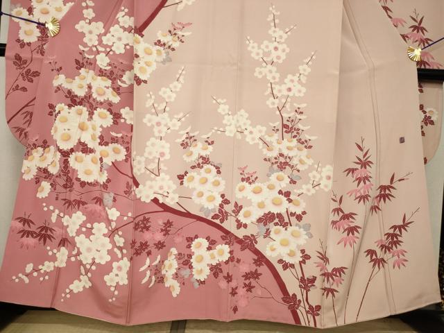 平和屋着物●豪華振袖　友禅　作家物　枝花文　正絹　逸品　AABI4540ck