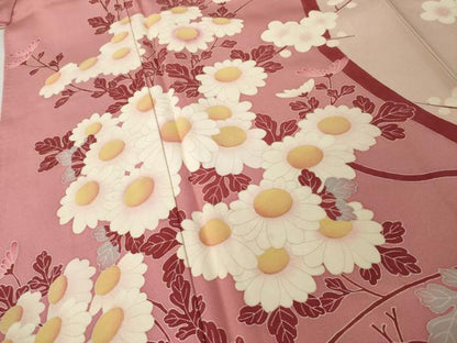 平和屋着物●豪華振袖　友禅　作家物　枝花文　正絹　逸品　AABI4540ck
