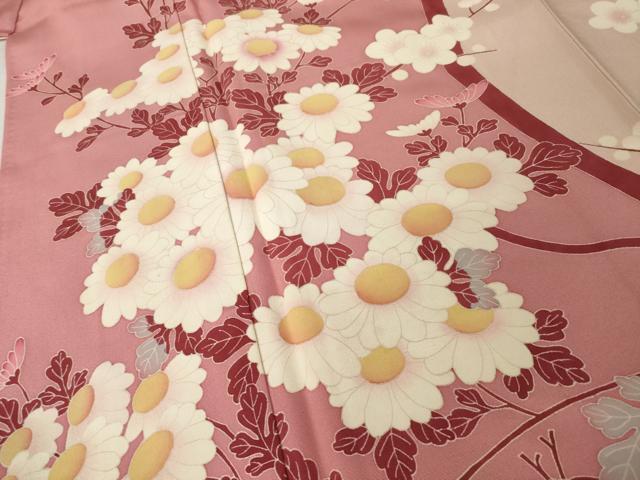 平和屋着物●豪華振袖　友禅　作家物　枝花文　正絹　逸品　AABI4540ck