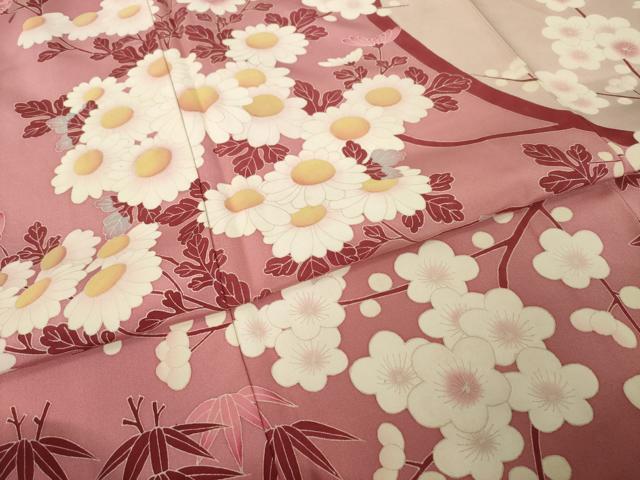 平和屋着物●豪華振袖　友禅　作家物　枝花文　正絹　逸品　AABI4540ck