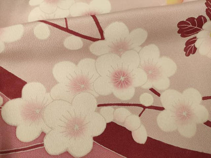 平和屋着物●豪華振袖　友禅　作家物　枝花文　正絹　逸品　AABI4540ck