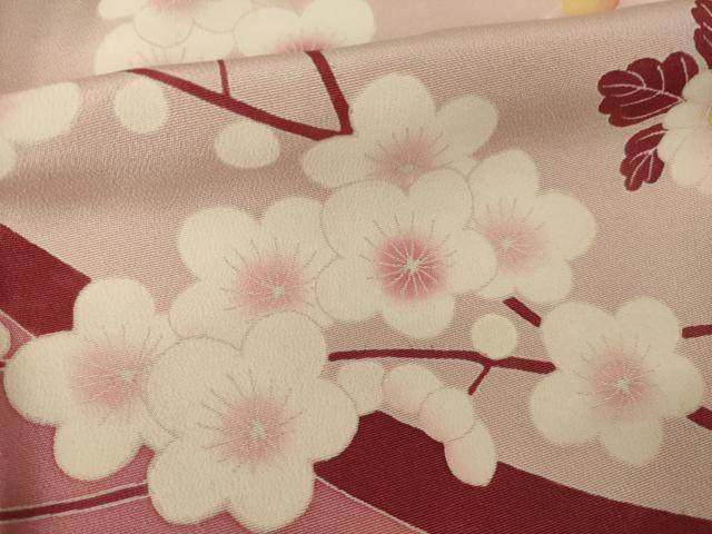 平和屋着物●豪華振袖　友禅　作家物　枝花文　正絹　逸品　AABI4540ck