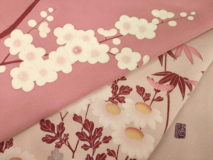 平和屋着物●豪華振袖　友禅　作家物　枝花文　正絹　逸品　AABI4540ck