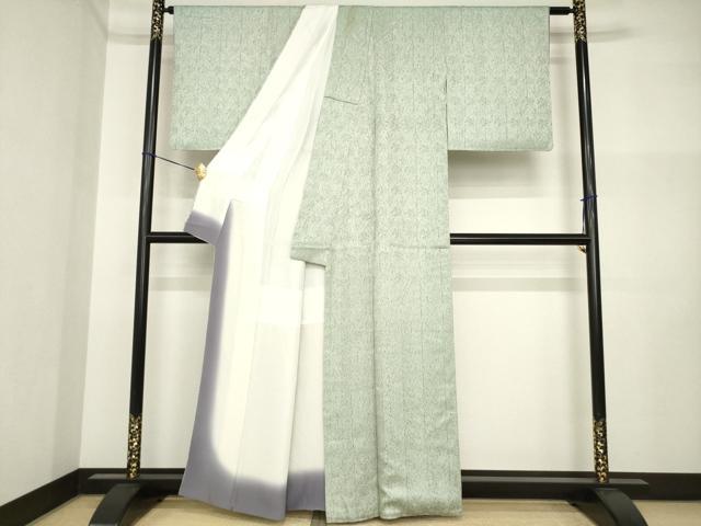 平和屋着物●名門　藤娘きぬたや・杢目絞り　小紋　正絹　逸品　AABI4542ck