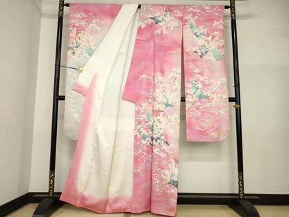 平和屋着物●大正の浮世絵師　竹久夢二　夢二ロマン　振袖　短冊花文　暈し染め　金銀彩　港屋好み　正絹　逸品　AABI4543ck