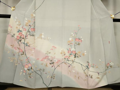 平和屋着物●訪問着　友禅　作家物　枝花文　暈し染め　正絹　逸品　未使用　AABI4546ck