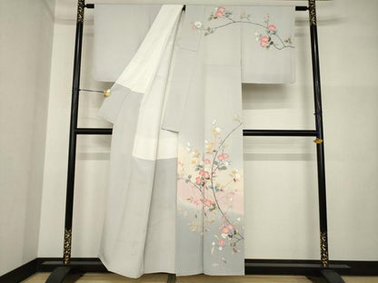 平和屋着物●訪問着　友禅　作家物　枝花文　暈し染め　正絹　逸品　未使用　AABI4546ck