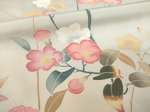 平和屋着物●訪問着　友禅　作家物　枝花文　暈し染め　正絹　逸品　未使用　AABI4546ck