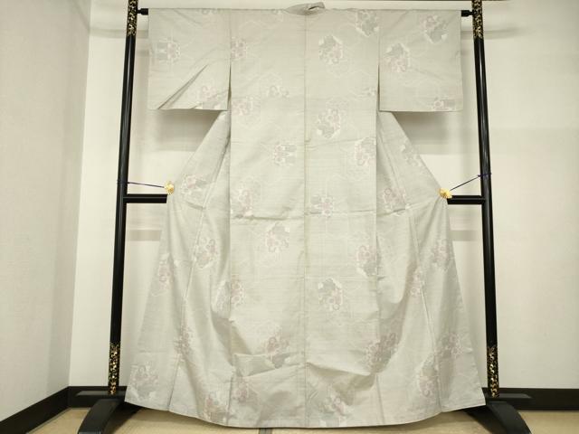 平和屋着物●本場大島紬　白大島　カタス7マルキ　亀甲花文　正絹　逸品　AABI4548ck