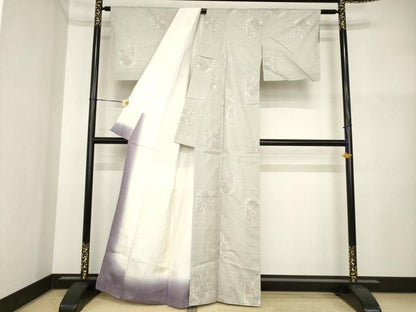 平和屋着物●本場大島紬　白大島　カタス7マルキ　亀甲花文　正絹　逸品　AABI4548ck