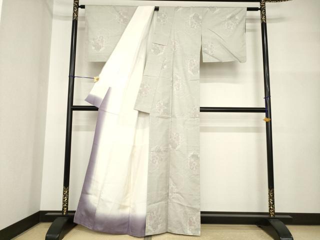 平和屋着物●本場大島紬　白大島　カタス7マルキ　亀甲花文　正絹　逸品　AABI4548ck