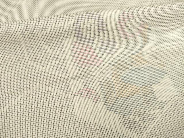 平和屋着物●本場大島紬　白大島　カタス7マルキ　亀甲花文　正絹　逸品　AABI4548ck