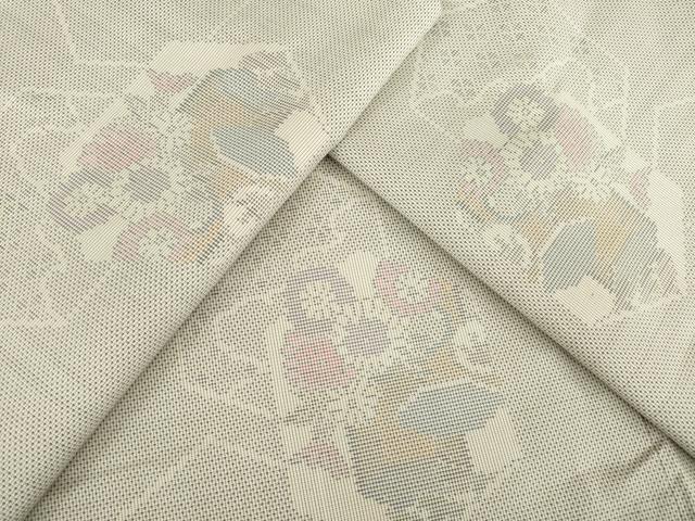 平和屋着物●本場大島紬　白大島　カタス7マルキ　亀甲花文　正絹　逸品　AABI4548ck