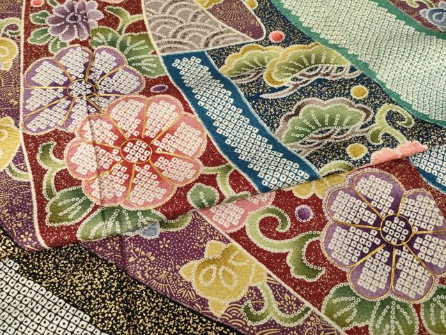 平和屋着物●豪華振袖　駒刺繍　花唐草文　金彩　正絹　逸品　AABI4551ck