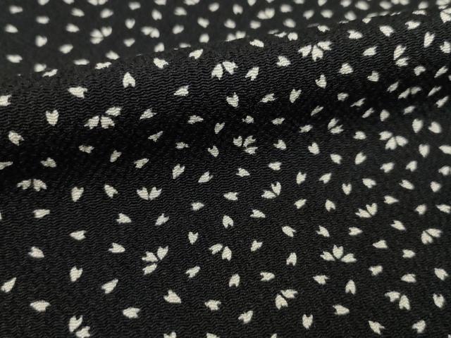 平和屋着物●上質な小紋　桜間道　黒地　正絹　逸品　AABI4552ck