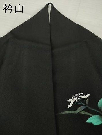 平和屋着物●訪問着　枝花文　黒地　金彩　正絹　逸品　AABI4553ck