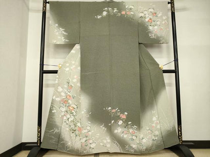 平和屋着物●訪問着　友禅　枝花文　暈し染め　正絹　逸品　AABI4554ck